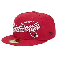 Men's New Era Cardinal Arizona Cardinals  Script Sided 59FIFTY Fitted Hat