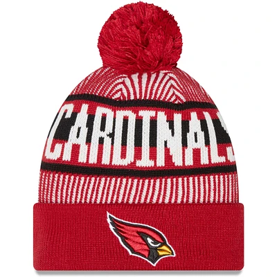 Bonnet en tricot à revers rayé Cardinals de l'Arizona Cardinals New Era pour hommes avec pompon