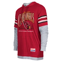 T-shirt à capuche manches longues Twofer Cardinal Arizona Cardinals New Era pour homme