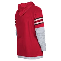 Men's New Era Cardinal Arizona Cardinals Twofer Long Sleeve Hooded T-Shirt