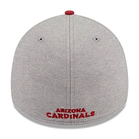 Men's New Era Heather Gray/Cardinal Arizona Cardinals Striped 39THIRTY Flex Hat