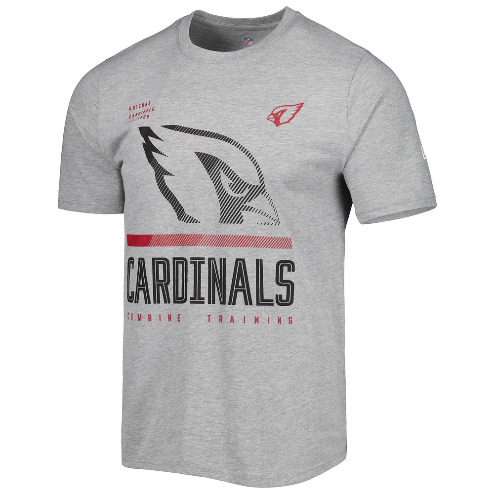 Men's New Era Heathered Gray Arizona Cardinals Combine Authentic Red Zone T-Shirt