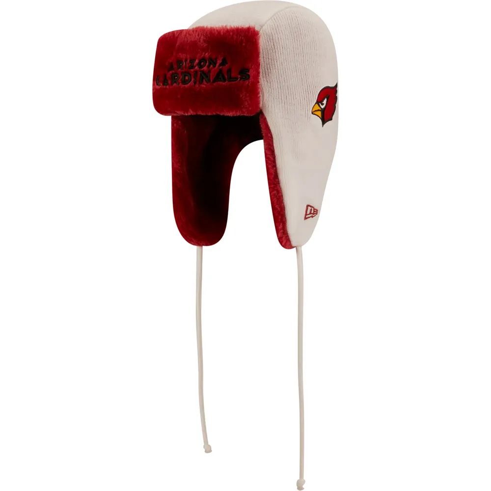 Men's New Era White Arizona Cardinals Helmet Head Trapper Knit Hat