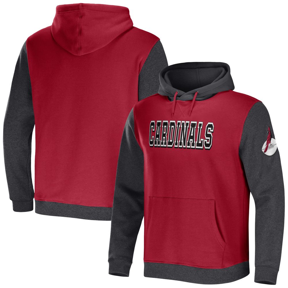 Men's NFL x Darius Rucker Collection by Fanatics Cardinal/Charcoal Arizona Cardinals Colorblock Pullover Hoodie