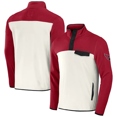 Collection NFL x Darius Rucker pour homme par Fanatics Cardinal/Crème Arizona Cardinals Micro Fleece Quarter-Snap Jacket