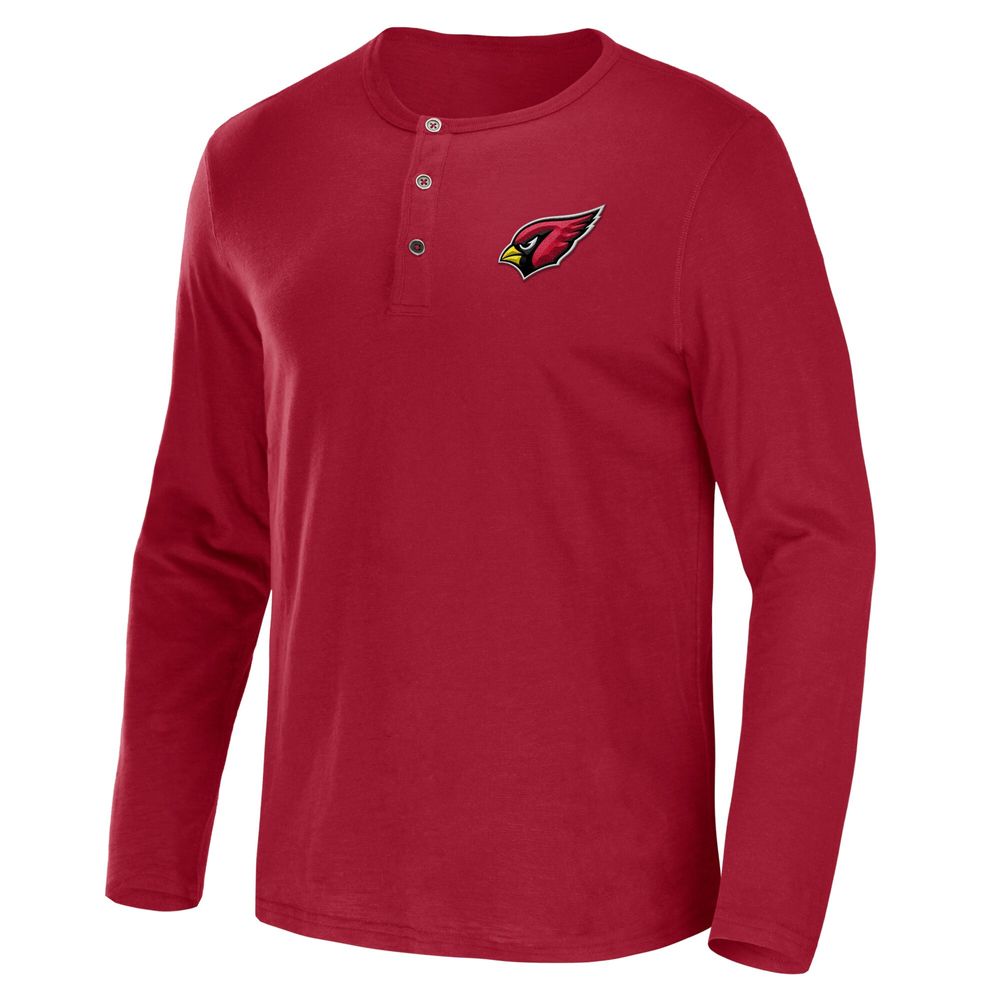 Men's NFL x Darius Rucker Collection by Fanatics Cardinal Arizona Cardinals Slub Jersey Henley Long Sleeve T-Shirt