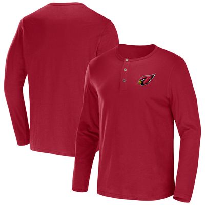 Men's NFL x Darius Rucker Collection by Fanatics Cardinal Arizona Cardinals Slub Jersey Henley Long Sleeve T-Shirt