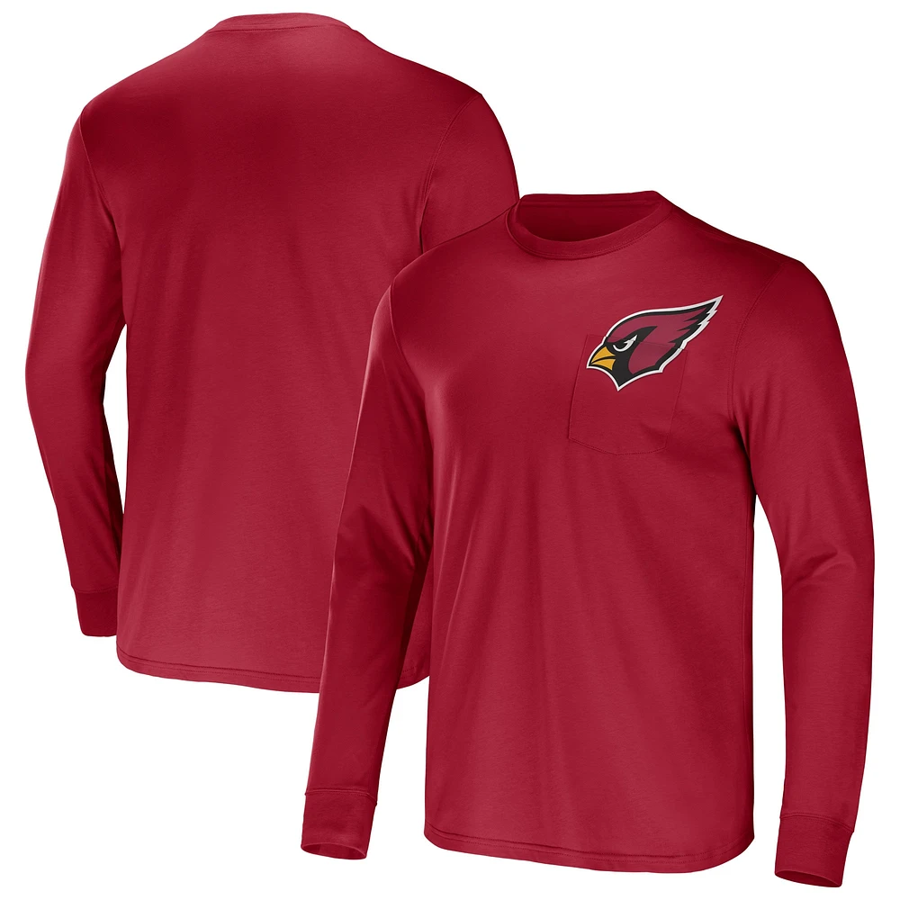 Men's NFL x Darius Rucker Collection by Fanatics Cardinal Arizona Cardinals Team Long Sleeve Pocket T-Shirt