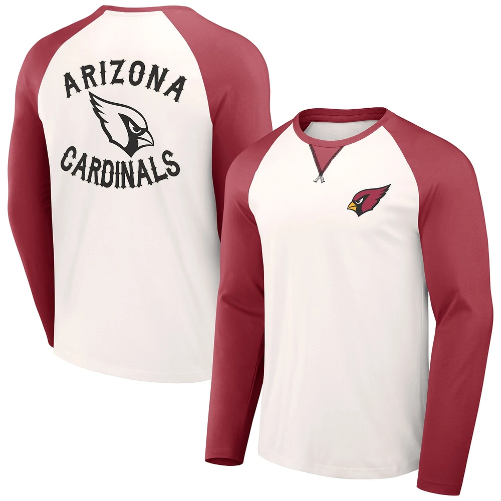 T-shirt raglan à manches longues pour homme de la collection NFL x Darius Rucker par Fanatics, couleur crème/cardinal, Arizona Cardinals