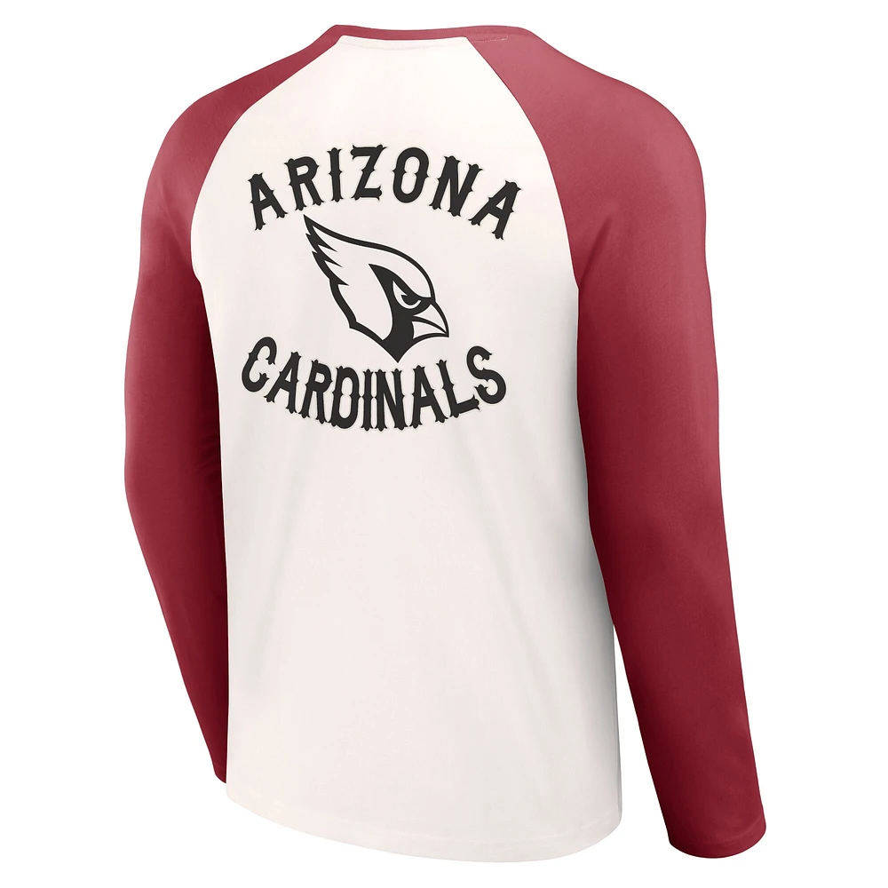 T-shirt raglan à manches longues pour homme de la collection NFL x Darius Rucker par Fanatics, couleur crème/cardinal, Arizona Cardinals