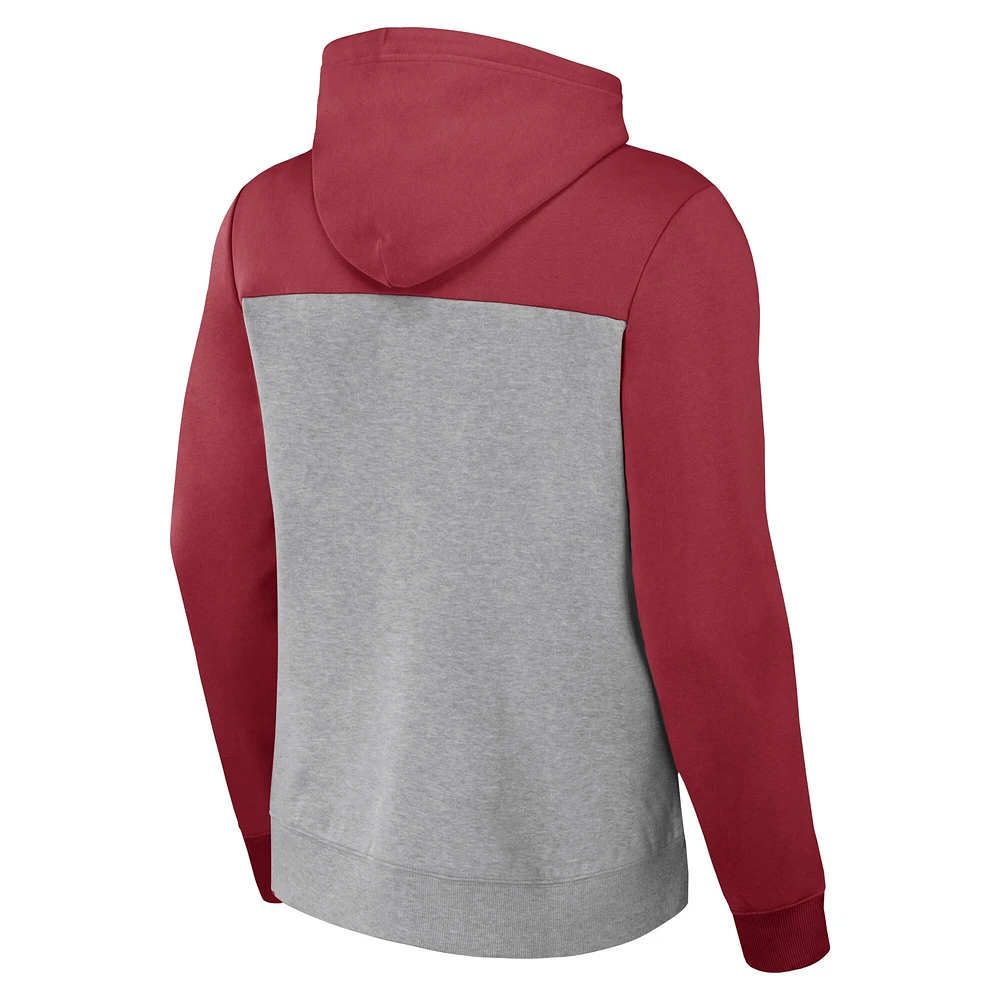 Men's NFL x Darius Rucker Collection by Fanatics Heather Gray Arizona Cardinals Color Blocked Pullover Hoodie