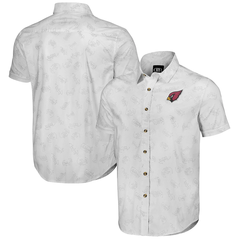 Chemise boutonnée à manches courtes tissée blanche Arizona Cardinals pour homme de la collection NFL x Darius Rucker par Fanatics