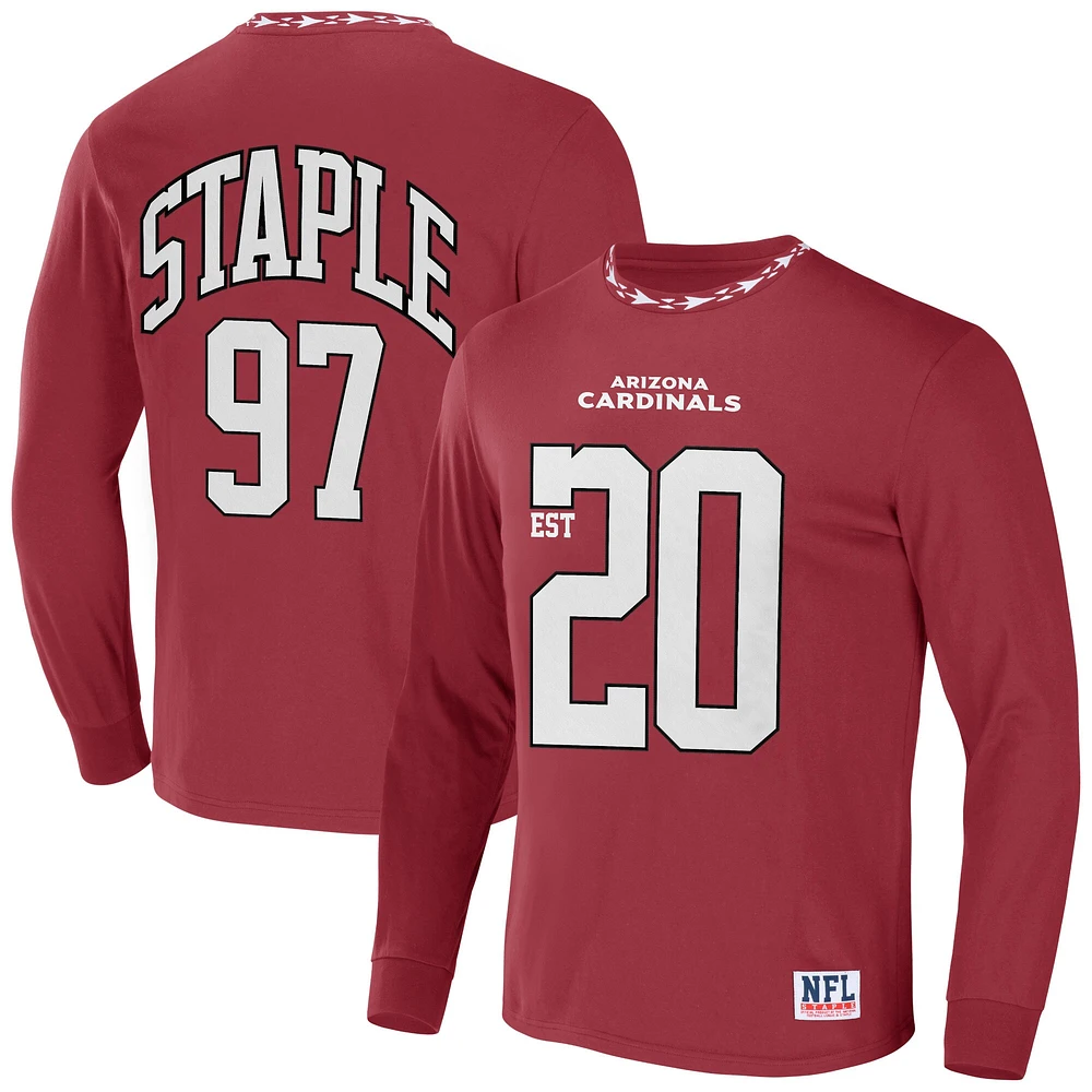 T-shirt à manches longues pour homme NFL x Staple Red Arizona Cardinals Core Team