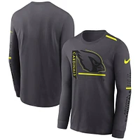 T-shirt Nike Anthracite Arizona Cardinals Volt Performance à manches longues pour homme