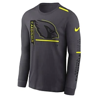 T-shirt Nike Anthracite Arizona Cardinals Volt Performance à manches longues pour homme