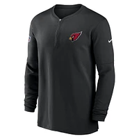 Haut Nike noir Arizona Cardinals 2023 Sideline Performance à manches longues tri-mélange et quart de zip pour homme