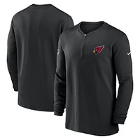 Haut Nike noir Arizona Cardinals 2023 Sideline Performance à manches longues tri-mélange et quart de zip pour homme