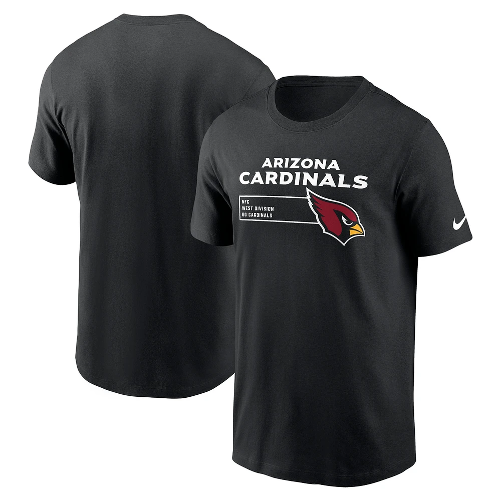 T-shirt essentiel Division Cardinals de l'Arizona Nike noir pour homme