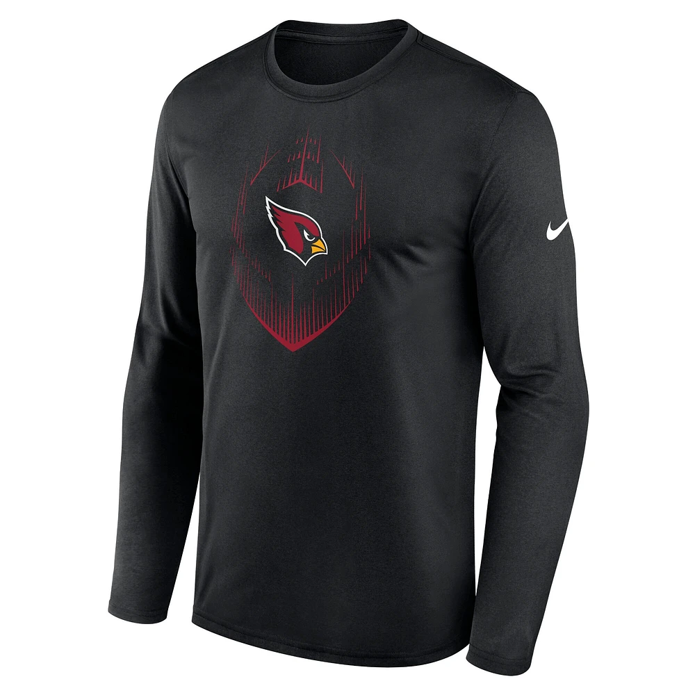T-shirt Nike noir à manches longues pour homme, modèle Icon Legend Performance des Cardinals de l'Arizona