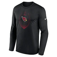 T-shirt Nike noir à manches longues pour homme, modèle Icon Legend Performance des Cardinals de l'Arizona
