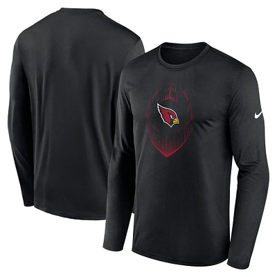 T-shirt Nike noir à manches longues pour homme, modèle Icon Legend Performance des Cardinals de l'Arizona