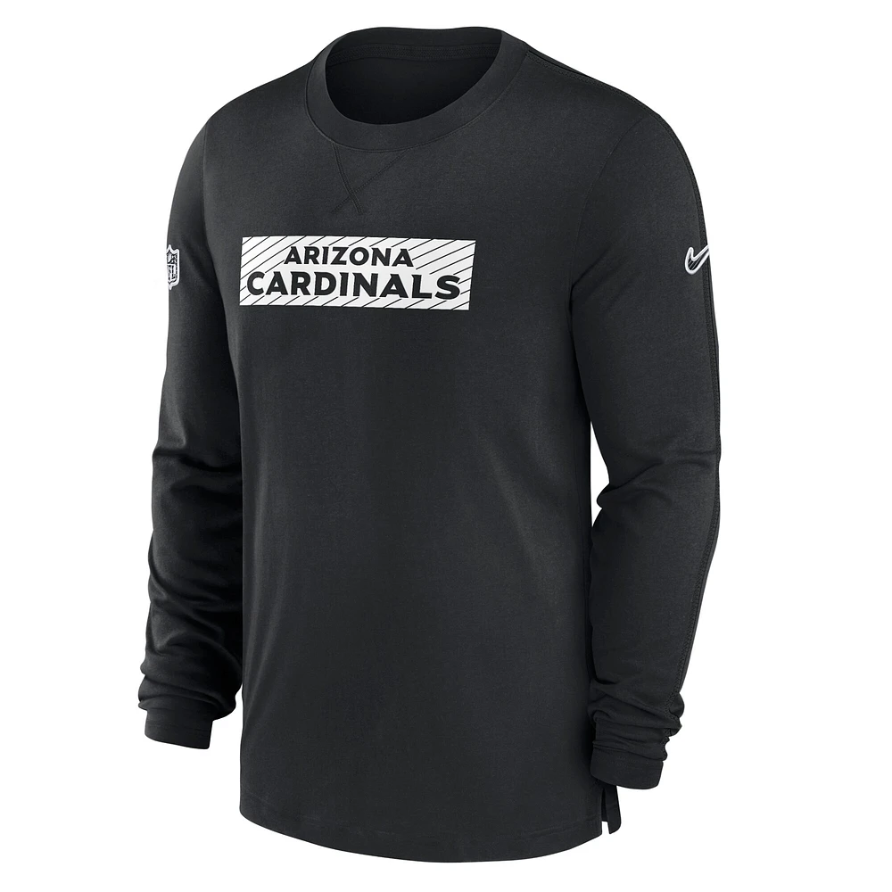 T-shirt à manches longues Nike pour hommes, noir, Arizona Cardinals Sideline Player Performance