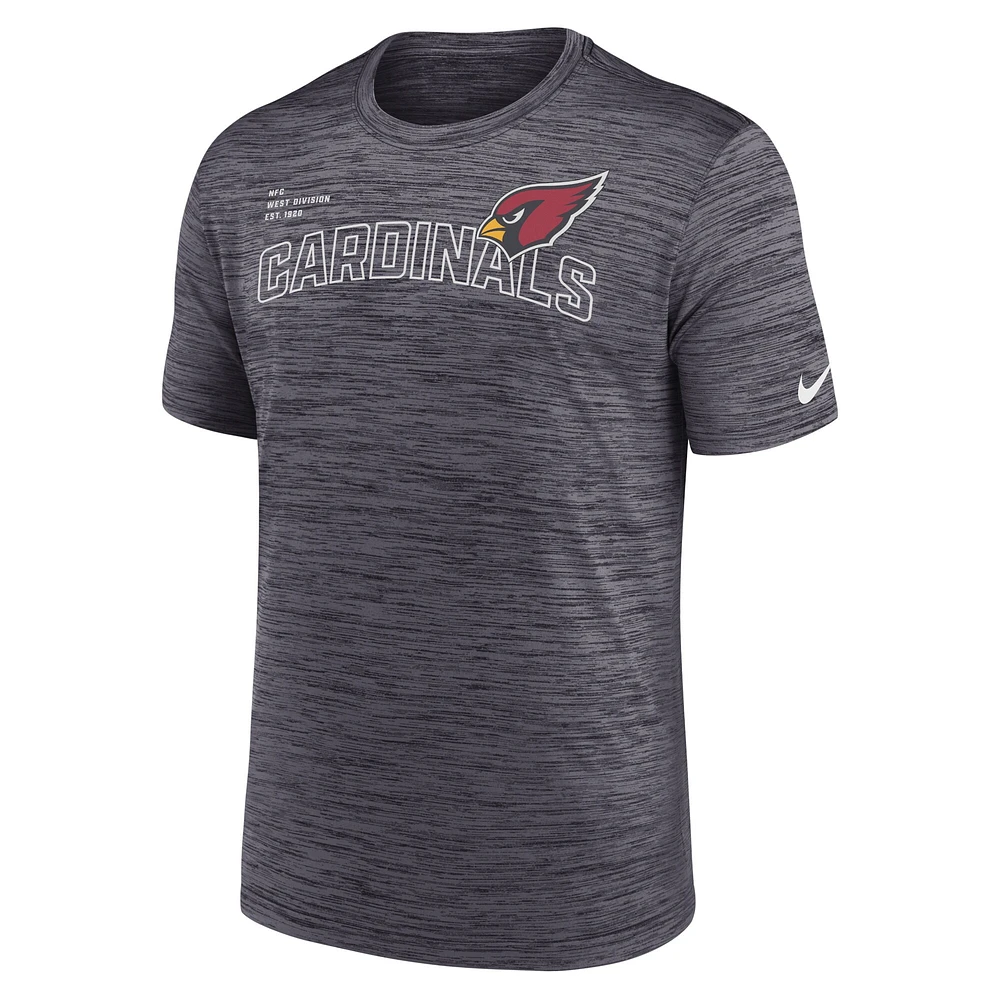 T-shirt Nike Performance Arizona Cardinals Velocity Arch pour homme - Noir