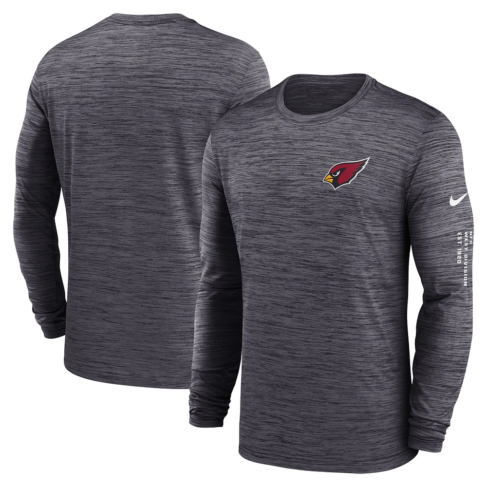 T-shirt à manches longues Nike Arizona Cardinals Velocity pour homme, noir