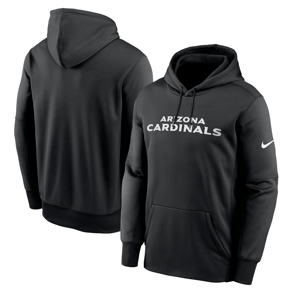 Chandail à capuchon enfiler Performance Arizona Cardinals Wordmark pour homme de Nike, noir