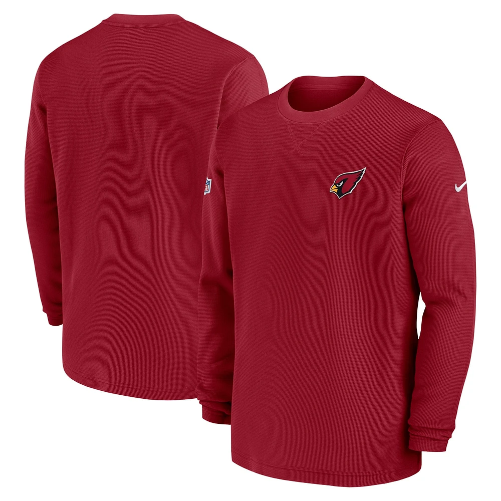 Haut à manches longues Nike Cardinal Arizona Cardinals 2023 Sideline Throwback Heavy Brushed Waffle pour homme