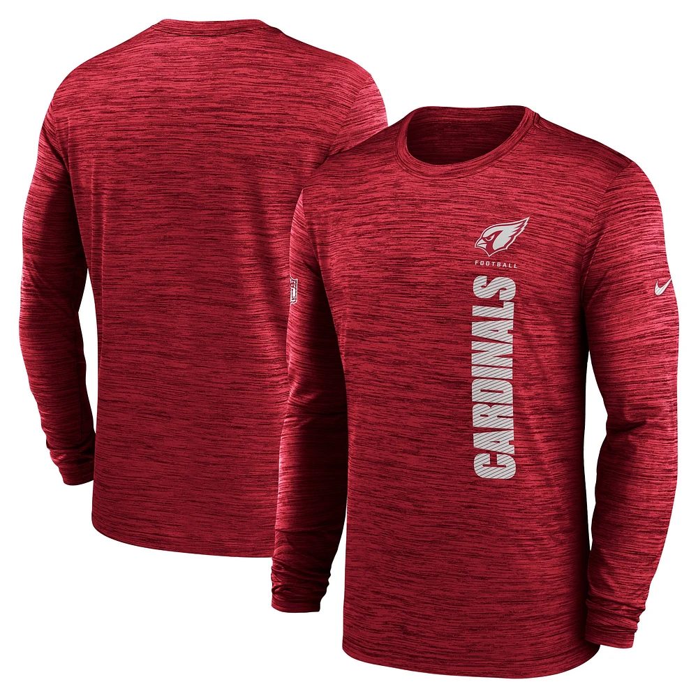 T-shirt à manches longues Nike Cardinal Arizona Cardinals 2024 Sideline Velocity Performance pour homme