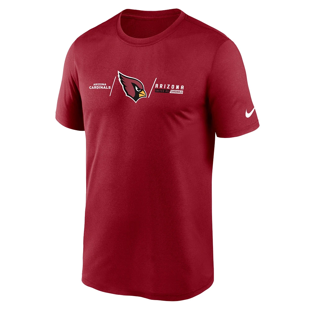 T-shirt de performance Nike Cardinal Arizona Cardinals Horizontal Lockup Legend pour homme