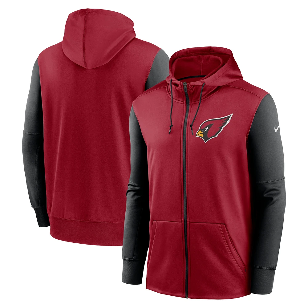 Men's Nike  Cardinal Arizona Cardinals Performance Full-Zip Hoodie