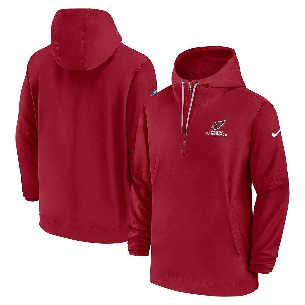 Men's Nike Cardinal Arizona Cardinals Sideline Half-Zip Hoodie