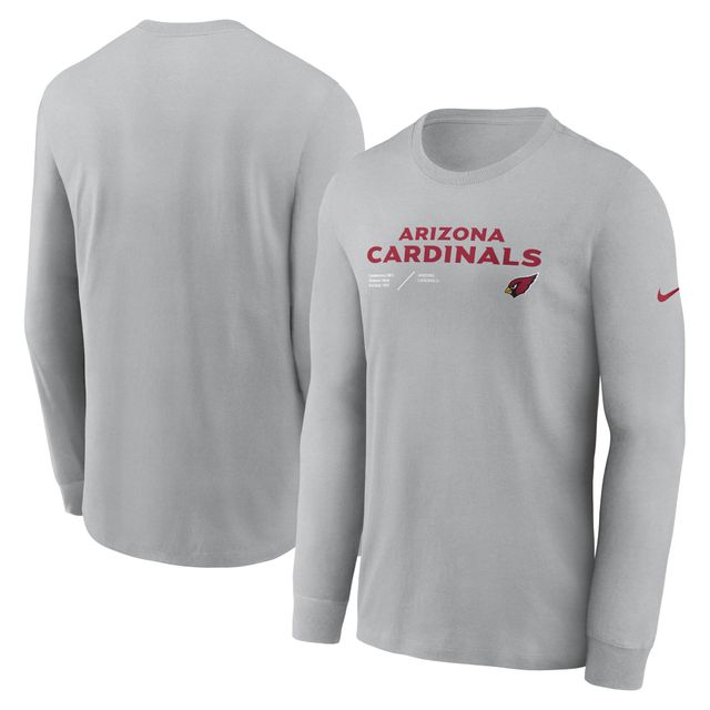 T-shirt à manches longues Nike Arizona Cardinals Sideline Infograph Lock Up Performance pour homme, gris