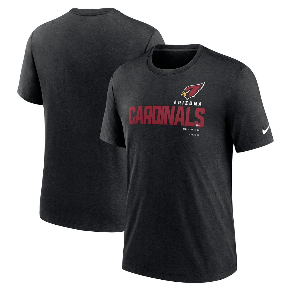 T-shirt à trois mélanges Nike Arizona Cardinals Team pour homme, noir chiné