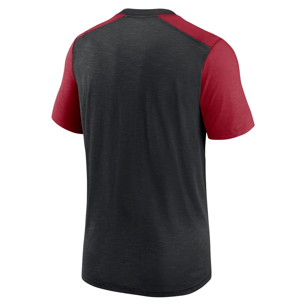 Men's Nike Heathered Black/Heathered Cardinal Arizona Cardinals Color Block Team Name T-Shirt