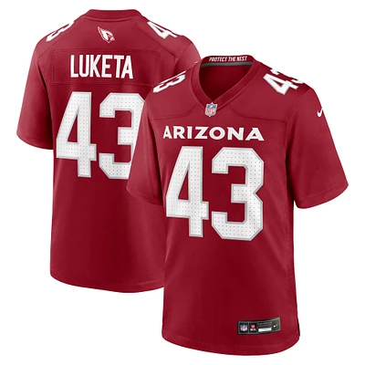 Men's Nike Jesse Luketa  Cardinal Arizona Cardinals Team Game Jersey