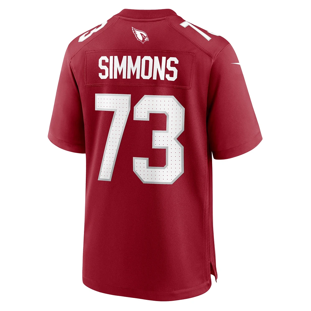 Maillot de match l'équipe Nike Lachavious Simmons Cardinal Arizona Cardinals pour homme