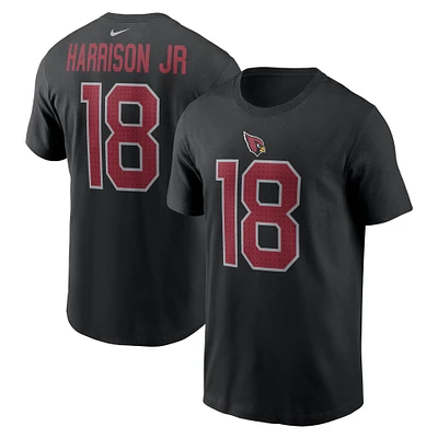 Men's Nike Marvin Harrison Jr. Black Arizona Cardinals Player Name & Number T-Shirt