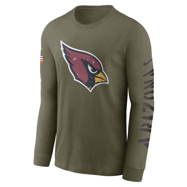 Nike Olive Arizona Cardinals 2022 Salute To Service - T-shirt à manches longues avec logo de l'équipe pour homme