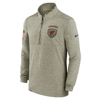 Haut Nike Olive Arizona Cardinals Salute to Service à fermeture éclair quart de tour pour homme