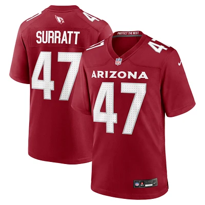 Men's Nike Sage Surratt  Cardinal Arizona Cardinals Team Game Jersey