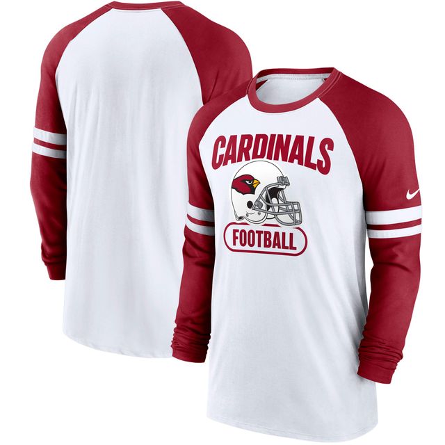 T-shirt à manches longues raglan pour homme Nike Cardinal Arizona Cardinals Throwback - Blanc/Cardinal