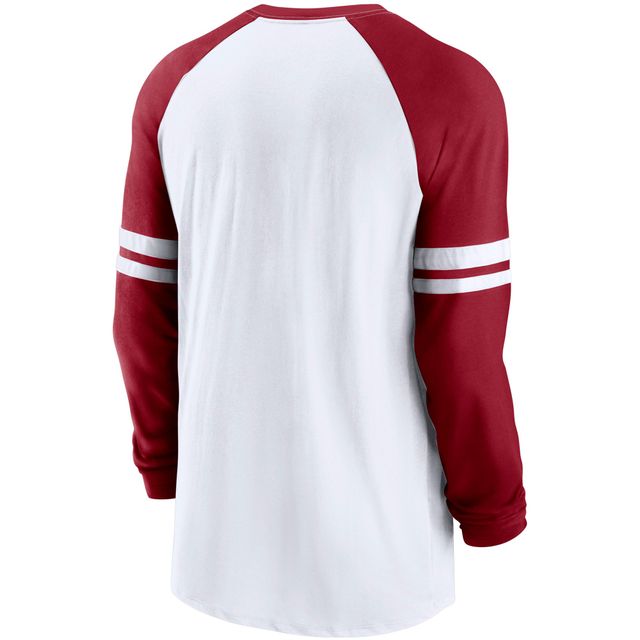 T-shirt à manches longues raglan pour homme Nike Cardinal Arizona Cardinals Throwback - Blanc/Cardinal