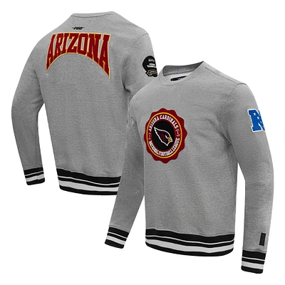 Men's Pro Standard Heather Gray Arizona Cardinals Crest Emblem Pullover Sweatshirt