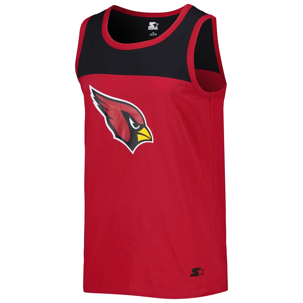 Men's Starter Cardinal/Black Arizona Cardinals Logo Touchdown Fashion Tank Top