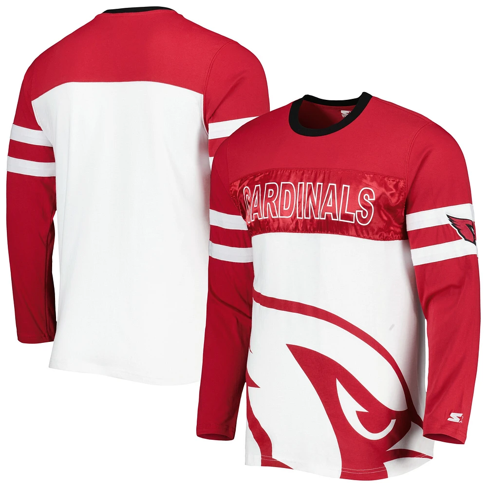 T-shirt à manches longues pour homme Starter Cardinal/White Arizona Cardinals Halftime