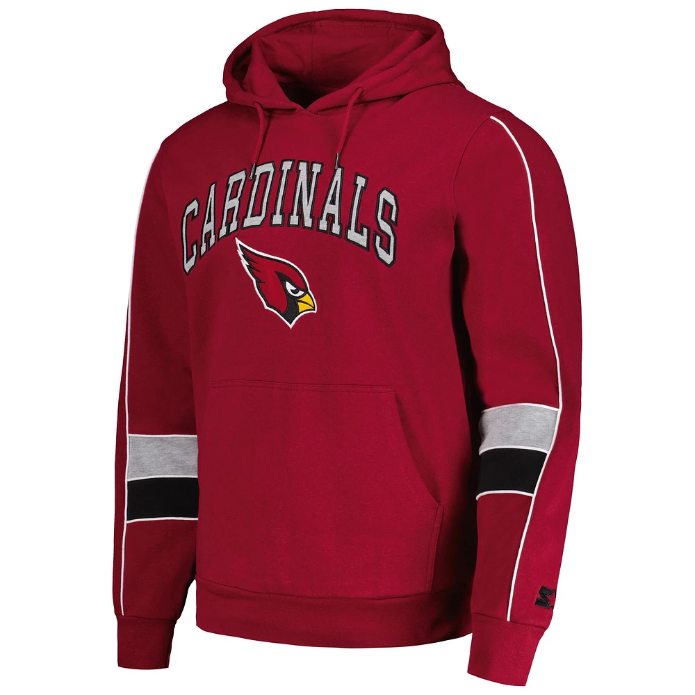 Men's Starter Cardinal Arizona Cardinals Captain Pullover Hoodie