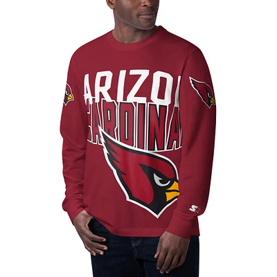 Men's Starter Cardinal Arizona Cardinals Clutch Hit Long Sleeve T-Shirt